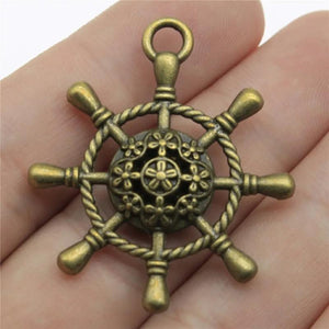 4pcs 40x35mm Rudder Charms Antique Bronze Jewelry Findings