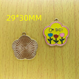 10pcs Cartoon Star Floral Enamel Charms Letter Flower Charm Pendant