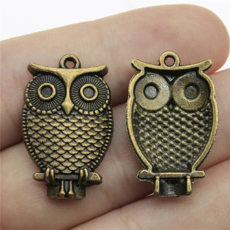 10pcs Owl Pendants Charm Pendant Antique Silver/Bronze Plated 28x18mm