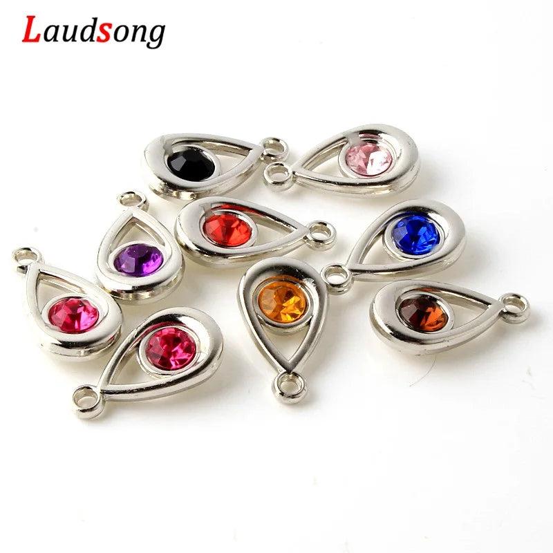 50pcs Water Drop Inlay Acrylic Drill CCB Heart Charms Plastic Pendants