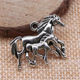 10pcs Horse Mother And Child Charms 28x23mm Jewelry Making Antique Silver Bronze