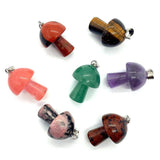Stone Pendants Amethyst Crystal Quartz Tiger Eye Agate Mushrooms Shape