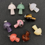 Stone Pendants Amethyst Crystal Quartz Tiger Eye Agate Mushrooms Shape