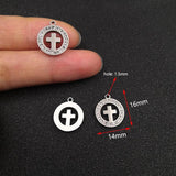 10pcs Stainless Steel Charms with Rhinestones for DIY Jewelry Making