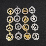 10pcs Stainless Steel Charms with Rhinestones for DIY Jewelry Making