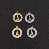 10pcs Stainless Steel Charms with Rhinestones for DIY Jewelry Making