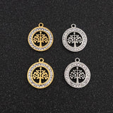 10pcs Stainless Steel Charms with Rhinestones for DIY Jewelry Making