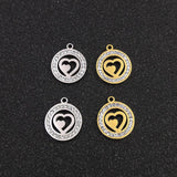 10pcs Stainless Steel Charms with Rhinestones for DIY Jewelry Making