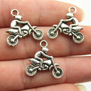 10pcs 21x21mm Motorcycle Charms For Jewelry Making Antique Silver/Bronze