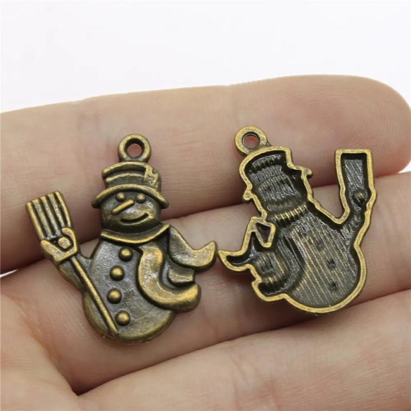 10pcs Snowman Charms Antique Bronze Jewelry Findings