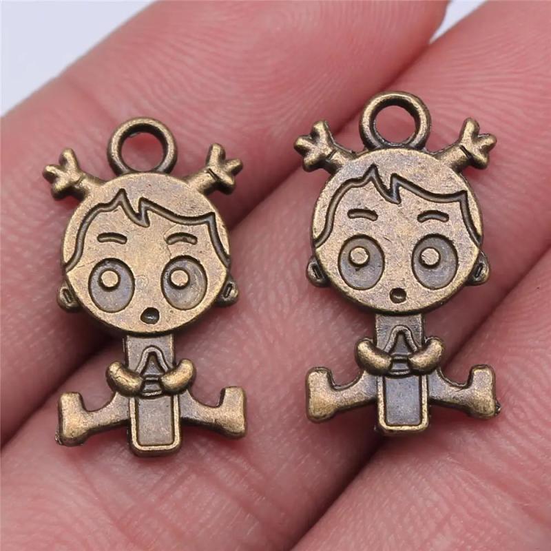 10pcs 24x13mm Double Sided Girl Charms for Jewelry Making