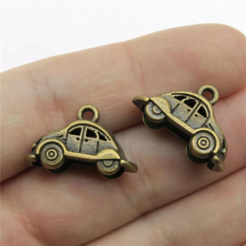 10pcs 23x15mm 3D Car Pendant Car Charms Antique Silver/Antique Bronze Plated