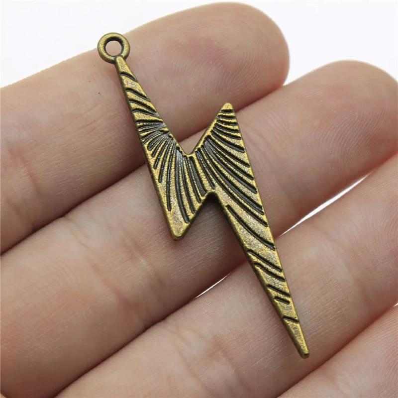 10pcs 50x14mm Lightning Charms Pendants Antique Silver/Bronze Plated