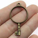 10pcs Key Shape Metal Frame Charms Antique Bronze Plated Findings