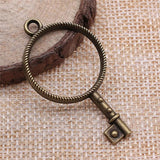 10pcs Key Shape Metal Frame Charms Antique Bronze Plated Findings