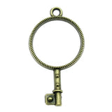 10pcs Key Shape Metal Frame Charms Antique Bronze Plated Findings