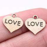20pcs Love Heart Pendants Antique Bronze Alloy Charm