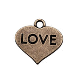 20pcs Love Heart Pendants Antique Bronze Alloy Charm