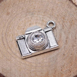 10pcs Camera With Crystal Charms Antique Silver Plated Pendant