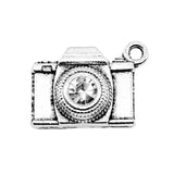 10pcs Camera With Crystal Charms Antique Silver Plated Pendant