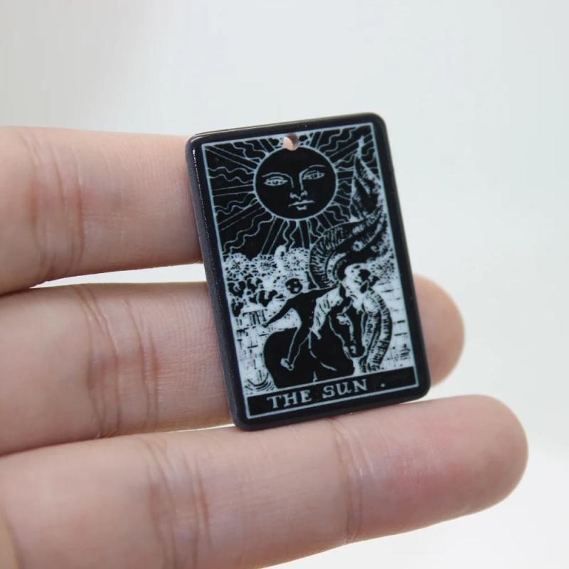 10Pcs Arcylic Tarot Charm Pendant DIY Jewelry Findings 34*25MM