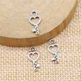 80pcs 7x15mm Key Pendant Charms Antique Silver Plated Jewelry Findings