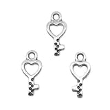 80pcs 7x15mm Key Pendant Charms Antique Silver Plated Jewelry Findings