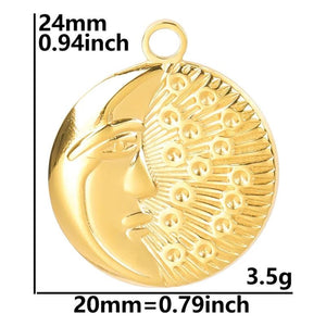 10PCS Moon Pendant Charms 24x20mm Stainless Steel DIY Jewelry Necklace