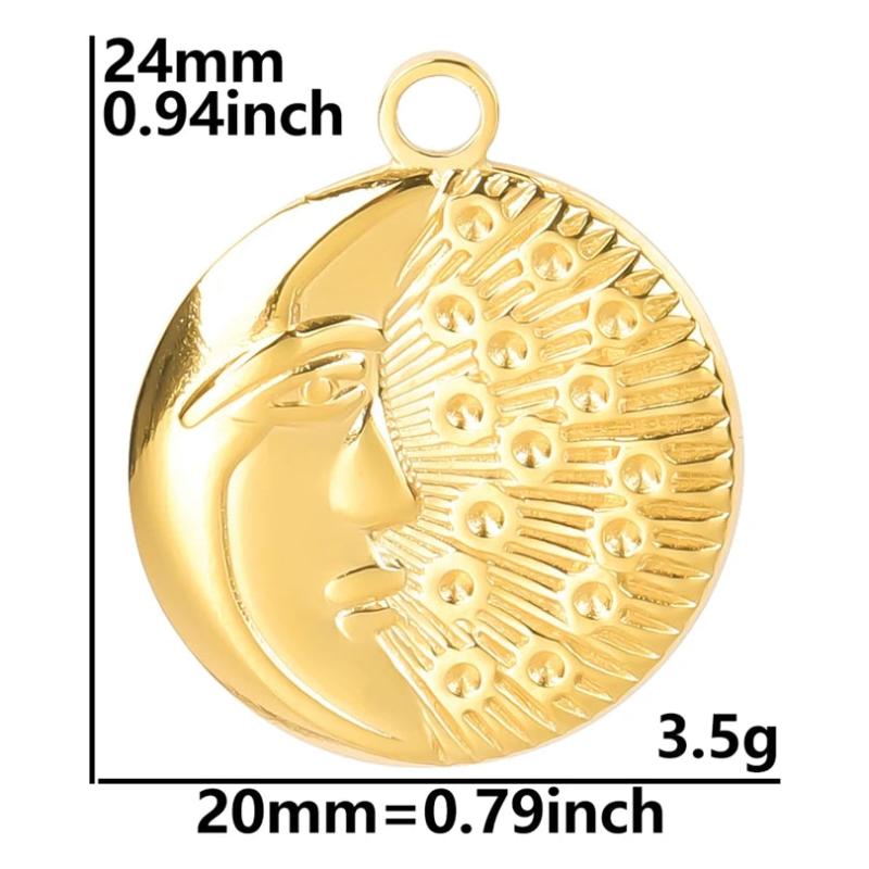 10PCS Moon Pendant Charms 24x20mm Stainless Steel DIY Jewelry Necklace