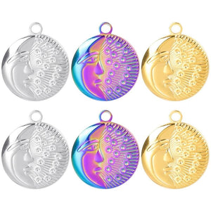 10PCS Moon Pendant Charms 24x20mm Stainless Steel DIY Jewelry Necklace