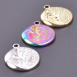 10PCS Moon Pendant Charms 24x20mm Stainless Steel DIY Jewelry Necklace