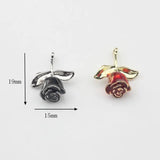 Enamel Retro Flower Rose Charm 6pcs/lot DIY Necklace Jewelry Making Accessories