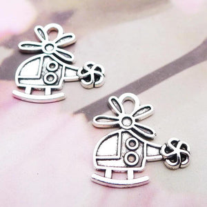 Vintage Silver Helicopter Charms 25pcs 18*19mm