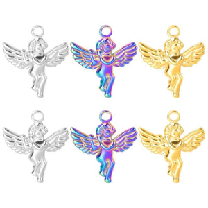10PCS Angel Pendant Charms Stainless Steel DIY Accessories