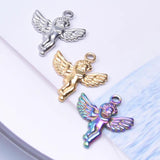 10PCS Angel Pendant Charms Stainless Steel DIY Accessories