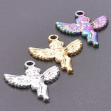 10PCS Angel Pendant Charms Stainless Steel DIY Accessories