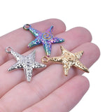 10PCS Stainless Steel Starfish Pendant Charms For Jewelry Necklace