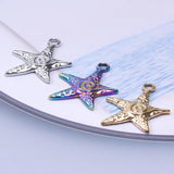 10PCS Stainless Steel Starfish Pendant Charms For Jewelry Necklace