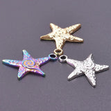 10PCS Stainless Steel Starfish Pendant Charms For Jewelry Necklace