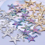 10PCS Stainless Steel Starfish Pendant Charms For Jewelry Necklace