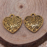 20pcs 15x15mm Antique Silver Carved Heart Charms Jewelry Making Findings
