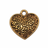 20pcs 15x15mm Antique Silver Carved Heart Charms Jewelry Making Findings