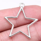 20pcs Hollow Star Charms 30x27mm Rhodium Alloy Pendant DIY Jewelry Findings