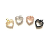 5pcs Small Heart Charm Clear Rhinestone Pave Pendant Bracelet Necklace