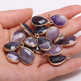 3 Natural Amethysts Water Drop Faceted Pendants 13x23mm for DIY Jewelry Making