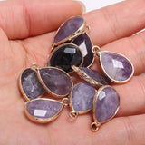 3 Natural Amethysts Water Drop Faceted Pendants 13x23mm for DIY Jewelry Making