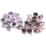 3 Natural Amethysts Water Drop Faceted Pendants 13x23mm for DIY Jewelry Making