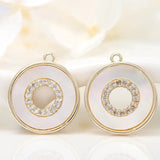 4PCS 13x15MM 24K Round Shell Pendant Charms For Jewelry Making