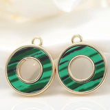 4PCS 13x15MM 24K Round Shell Pendant Charms For Jewelry Making