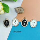 10pcs Pearl Rose Flowers Enamel Charms Earrings Metal Pendant